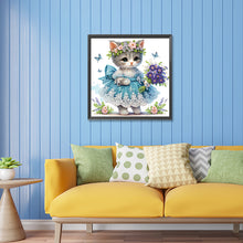 Load image into Gallery viewer, Cat With Bouquet 30*30CM(Canvas) Partial Special Shaped Drill Diamond Painting