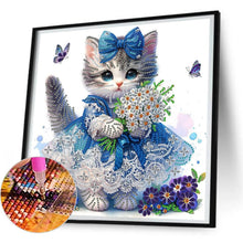 Load image into Gallery viewer, Cat With Bouquet 30*30CM(Canvas) Partial Special Shaped Drill Diamond Painting