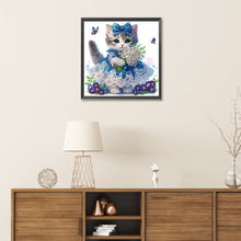 Load image into Gallery viewer, Cat With Bouquet 30*30CM(Canvas) Partial Special Shaped Drill Diamond Painting