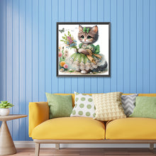 Load image into Gallery viewer, Cat With Bouquet 30*30CM(Canvas) Partial Special Shaped Drill Diamond Painting