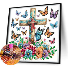 Load image into Gallery viewer, Cross Butterfly 30*30CM(Canvas) Partial Special Shaped Drill Diamond Painting
