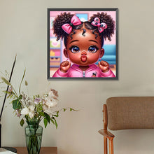 Load image into Gallery viewer, Black Girl Blowing Bubbles 30*30CM(Canvas) Full Round Drill Diamond Painting