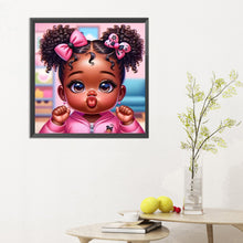 Load image into Gallery viewer, Black Girl Blowing Bubbles 30*30CM(Canvas) Full Round Drill Diamond Painting
