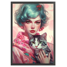 Load image into Gallery viewer, Yishu - Short-Haired Woman And Cat - 40*60CM 11CT 3 Stamped Cross Stitch