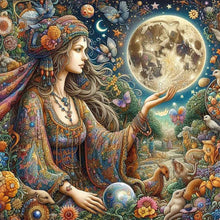 Load image into Gallery viewer, Strange Girl And The Moon 50*50CM(Canvas) Full Round Drill Diamond Painting