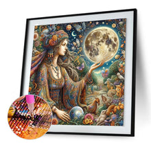 Load image into Gallery viewer, Strange Girl And The Moon 50*50CM(Canvas) Full Round Drill Diamond Painting