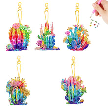 Load image into Gallery viewer, 5 Pcs Double Side Cacti Diamond Art Keyring for Birthday Crafting Party Decor