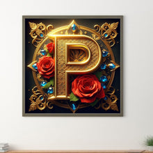 Load image into Gallery viewer, Flower Letter P 30*30CM(Canvas) Full Round Drill Diamond Painting