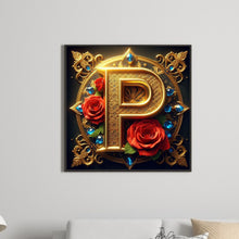 Load image into Gallery viewer, Flower Letter P 30*30CM(Canvas) Full Round Drill Diamond Painting