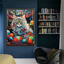 Load image into Gallery viewer, Huancan - Kid With A Knitted Cat - 45*60CM 11CT 3 Stamped Cross Stitch