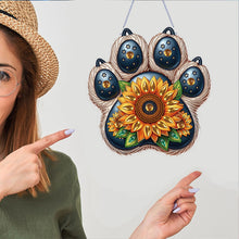 Load image into Gallery viewer, Acrylic Diamond Painting Hanging Pendant for Home Decor (Sunflower Dog Paw)