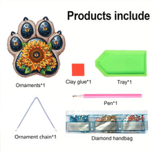 Load image into Gallery viewer, Acrylic Diamond Painting Hanging Pendant for Home Decor (Sunflower Dog Paw)