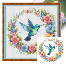 Load image into Gallery viewer, Yishu - Flowers And Hummingbirds - 50*50CM 11CT 3 Stamped Cross Stitch