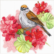 Load image into Gallery viewer, Spring Brand - Geranium And Bird - 45*45CM 11CT 3 Stamped Cross Stitch
