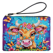 Load image into Gallery viewer, PU Partial Special Shaped Flowers Cow 5D DIY Diamond Painting Wallet Daily Purse