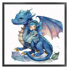 Load image into Gallery viewer, Huancan - Blue Dragon And Girl - 50*50CM 11CT 3 Stamped Cross Stitch