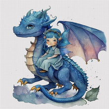 Load image into Gallery viewer, Huancan - Blue Dragon And Girl - 50*50CM 11CT 3 Stamped Cross Stitch