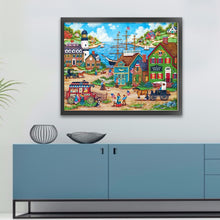 Load image into Gallery viewer, Yishu - Seaside Town Scene - 60*50CM 11CT 3 Stamped Cross Stitch
