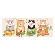 Load image into Gallery viewer, Mona Lisa Silk Brand - Four-Sided Lucky Cats - 98*42CM 11CT 3 Stamped Cross Stitch
