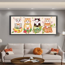 Load image into Gallery viewer, Mona Lisa Silk Brand - Four-Sided Lucky Cats - 98*42CM 11CT 3 Stamped Cross Stitch