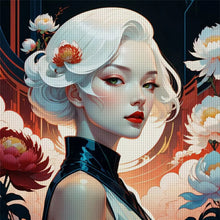 Load image into Gallery viewer, Huancan - Silver-Haired Elegant Beauty - 40*40CM 14CT 2 Stamped Cross Stitch