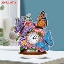 Load image into Gallery viewer, Acrylic Special Shaped Flower Butterfly 5D Diamond Painting Clock Art Craft