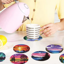 Load image into Gallery viewer, 8Pcs DIY Landscape Diamond Painting Coasters with Holder for Party Decor