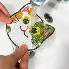Load image into Gallery viewer, 10Pcs Cat Diamond Painting Coasters with Holder Diamond Dot Kit for Party Decor