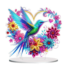 Load image into Gallery viewer, Double Sided Special Shaped Heart Hummingbird 5D DIY Diamond Art Tabletop Decor