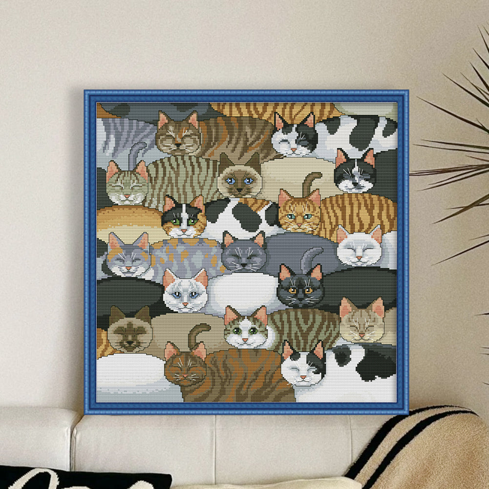 Cats - Full 14CT Counted Cross Stitch 46x46CM - Joy Sunday