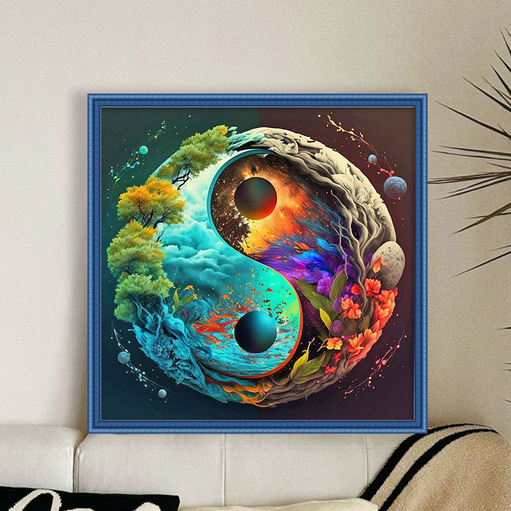 Yin-Yang Diagram - Landscape - Full 11CT Counted Cross Stitch 40x40CM - Huacan