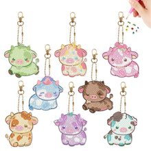 Load image into Gallery viewer, 8Pcs PVC Double Sided Special Shaped Cartoon Calf Diamond Painting Art Keychain