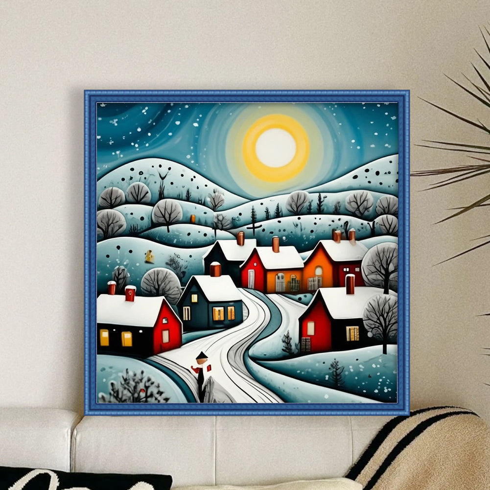Colorful House - Full 14CT Counted Cross Stitch 40x40CM - Huacan