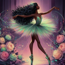 Load image into Gallery viewer, Yishu - Dark-Skinned Ballerina - 50*50CM 11CT 3 Stamped Cross Stitch