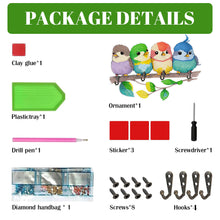 Load image into Gallery viewer, Birds Wood 2D/Flat DIY Diamond Painting Art Hooks No Hole Punching Wall Decor