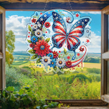 Load image into Gallery viewer, Acrylic 2D Flat DIY US Flag Butterfly Hanging Diamond Art Kits Wall Door Decor
