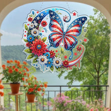 Load image into Gallery viewer, Acrylic 2D Flat DIY US Flag Butterfly Hanging Diamond Art Kits Wall Door Decor