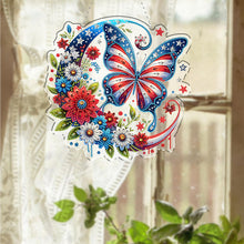 Load image into Gallery viewer, Acrylic 2D Flat DIY US Flag Butterfly Hanging Diamond Art Kits Wall Door Decor