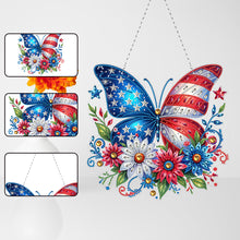 Load image into Gallery viewer, Acrylic 2D Flat DIY US Flag Butterfly Hanging Diamond Art Kits Wall Door Decor