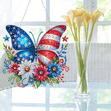 Load image into Gallery viewer, Acrylic 2D Flat DIY US Flag Butterfly Hanging Diamond Art Kits Wall Door Decor
