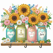 Load image into Gallery viewer, Sunflower Theme Wood DIY Diamond Painting Hooks Home Decoration Craft Kit