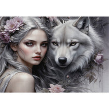Load image into Gallery viewer, Huancan - Beauty And The Wolf - 60*45CM 11CT 3 Stamped Cross Stitch