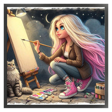 Load image into Gallery viewer, Yishu - Drawing Girl - 50*50CM 11CT 3 Stamped Cross Stitch