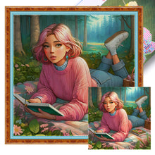 Load image into Gallery viewer, Yishu - Reading Girl - 50*50CM 11CT 3 Stamped Cross Stitch