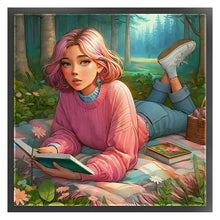 Load image into Gallery viewer, Yishu - Reading Girl - 50*50CM 11CT 3 Stamped Cross Stitch