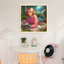 Load image into Gallery viewer, Yishu - Reading Girl - 50*50CM 11CT 3 Stamped Cross Stitch