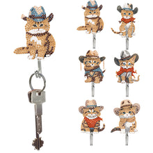 Load image into Gallery viewer, 6Pcs Diamond Painting Hooks Cartoon Cat Diamond Art Craft Wall Hook for Beginner