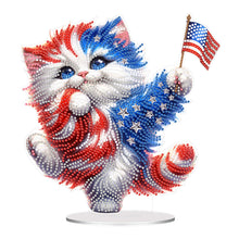 Load image into Gallery viewer, Acrylic Independence Day Cat Bedroom Table Top Diamond Painting Ornament Kits