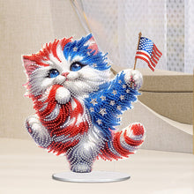 Load image into Gallery viewer, Acrylic Independence Day Cat Bedroom Table Top Diamond Painting Ornament Kits