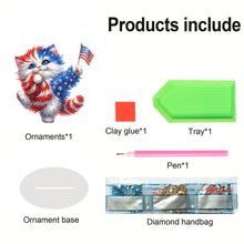 Load image into Gallery viewer, Acrylic Independence Day Cat Bedroom Table Top Diamond Painting Ornament Kits